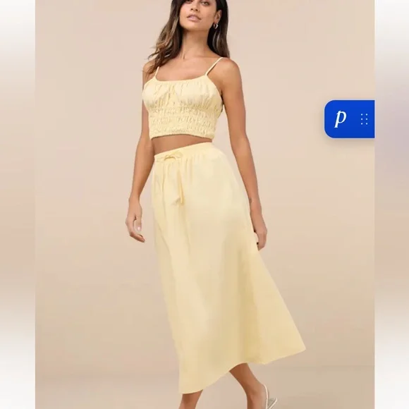 Lulu’s Delightful Yellow Two-Piece Midi Dress - Picture 4 of 8